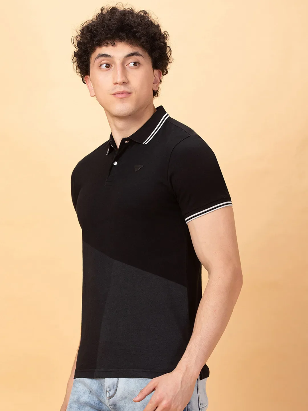 Black Regular Fit Men's Polo T-shirt by Being Human Clothing - Image 4