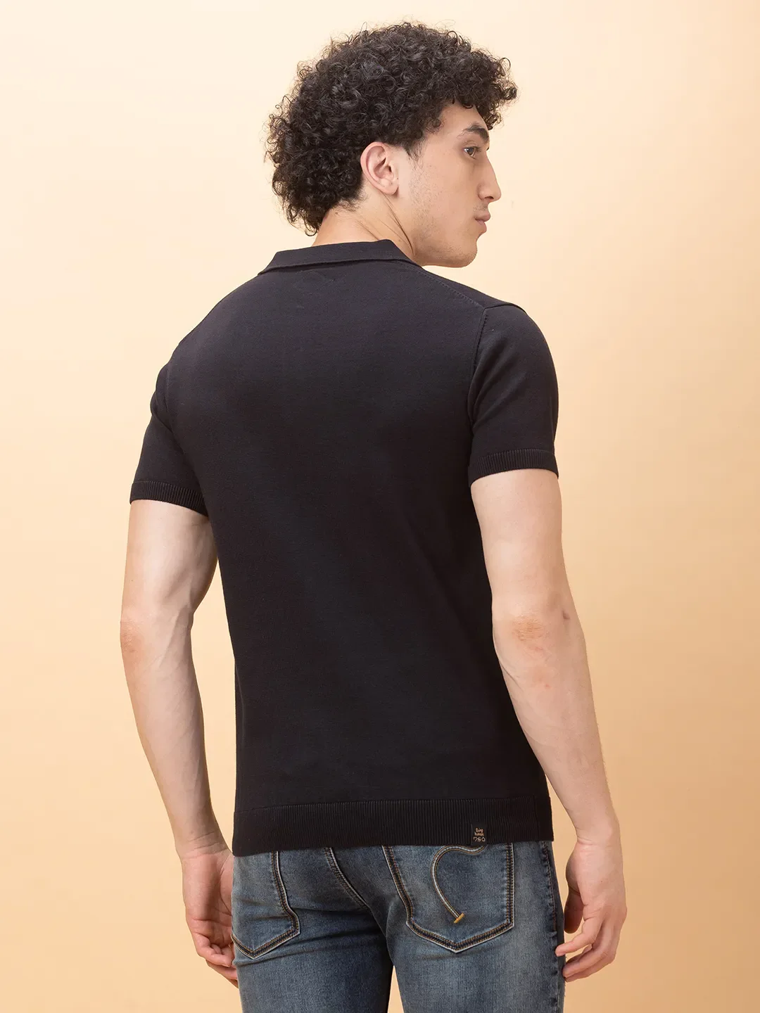 Black Regular Fit Men's Polo T-Shirt by Being Human Clothing - Image 3