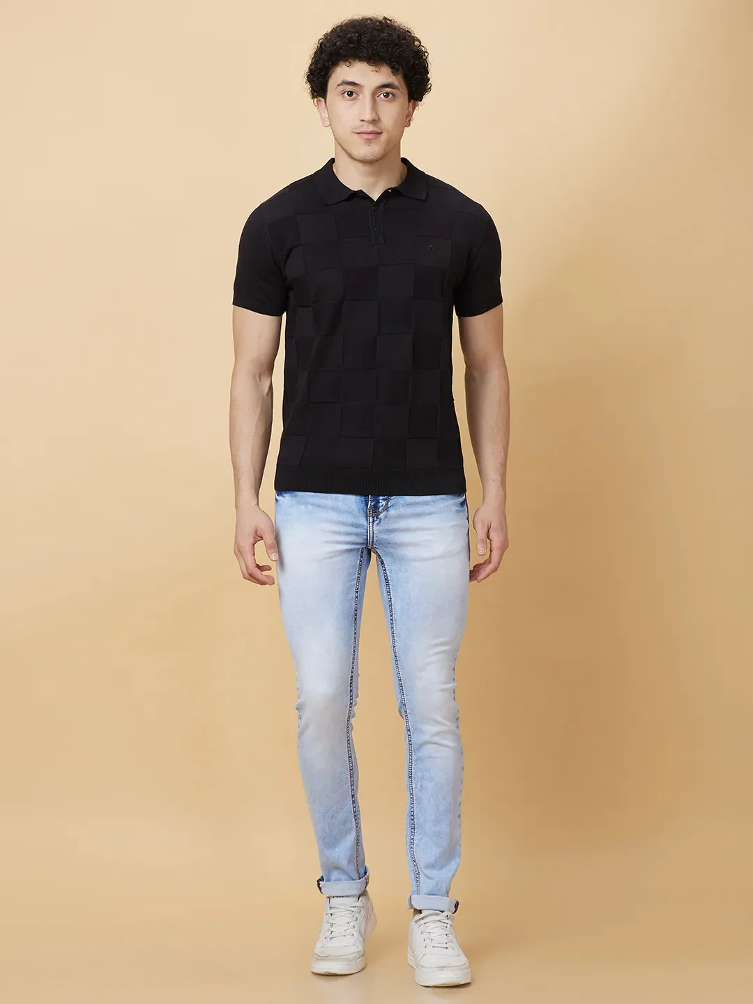 Black Regular Fit Men's Polo T-shirt by Being Human Clothing - Image 2