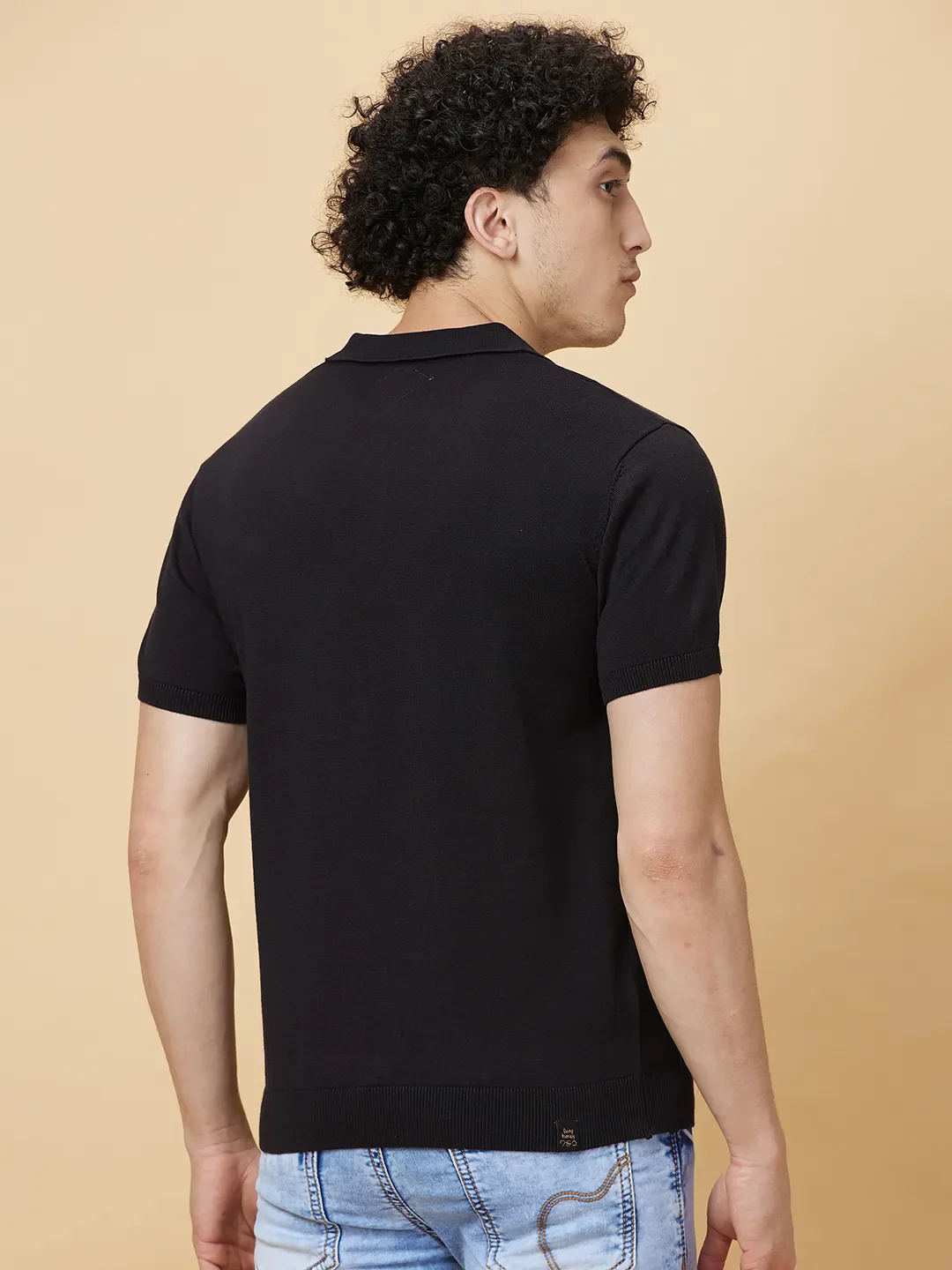 Black Regular Fit Men's Polo T-shirt by Being Human Clothing - Image 3