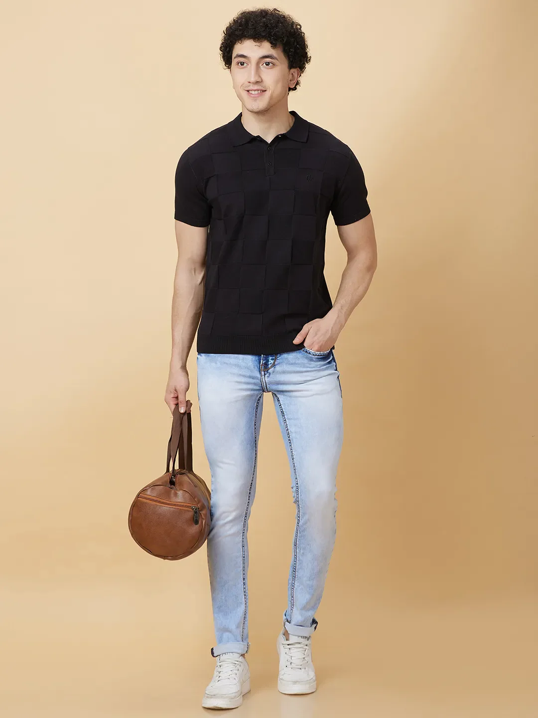 Black Regular Fit Men's Polo T-shirt by Being Human Clothing - Image 6