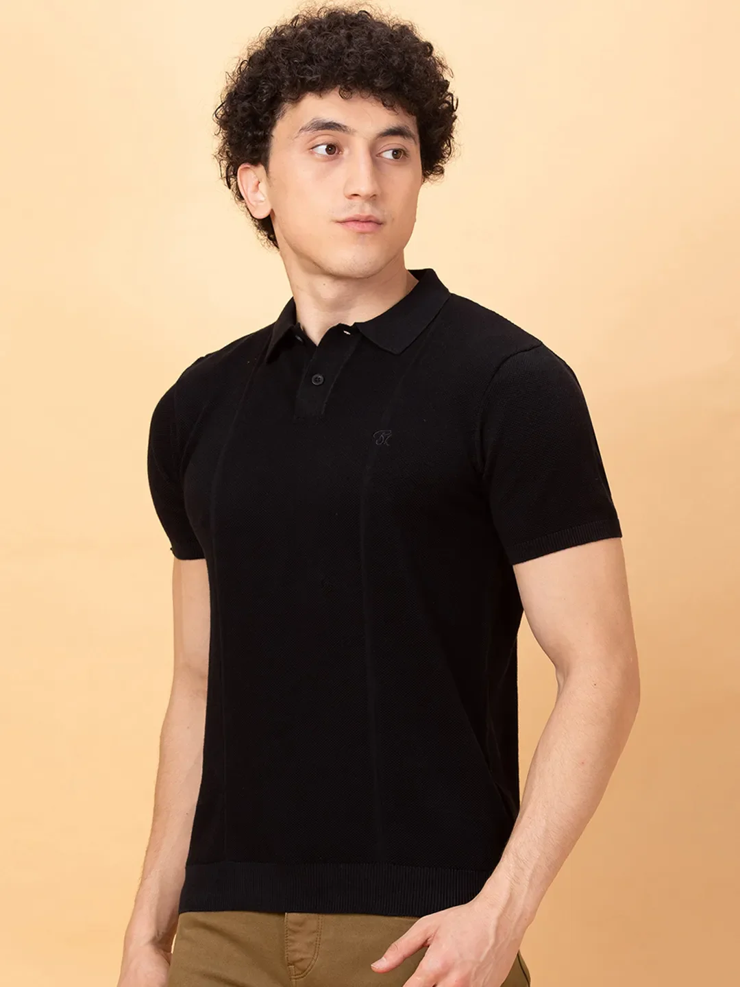 Black Regular Fit Men's Polo T-Shirt by Being Human Clothing - Image 4