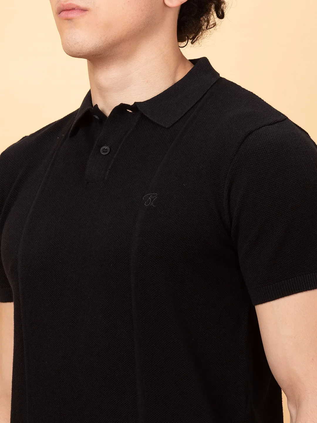 Black Regular Fit Men's Polo T-Shirt by Being Human Clothing - Image 5