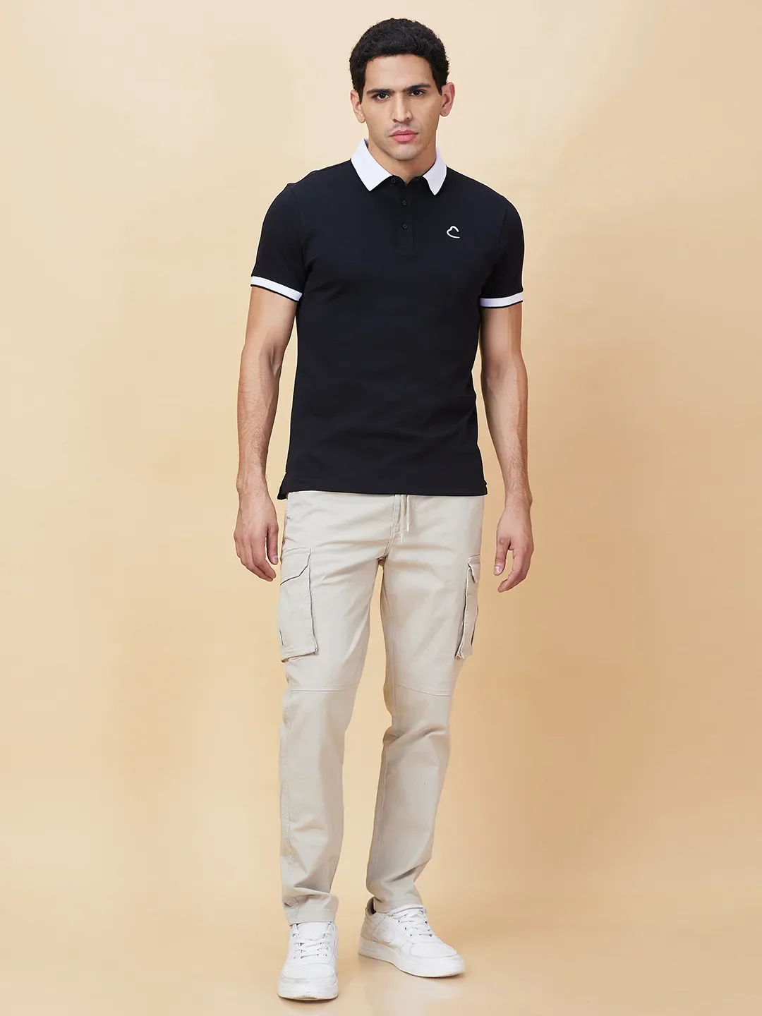 Black Regular Fit Men's Polo T-Shirt by Being Human Clothing - Image 2
