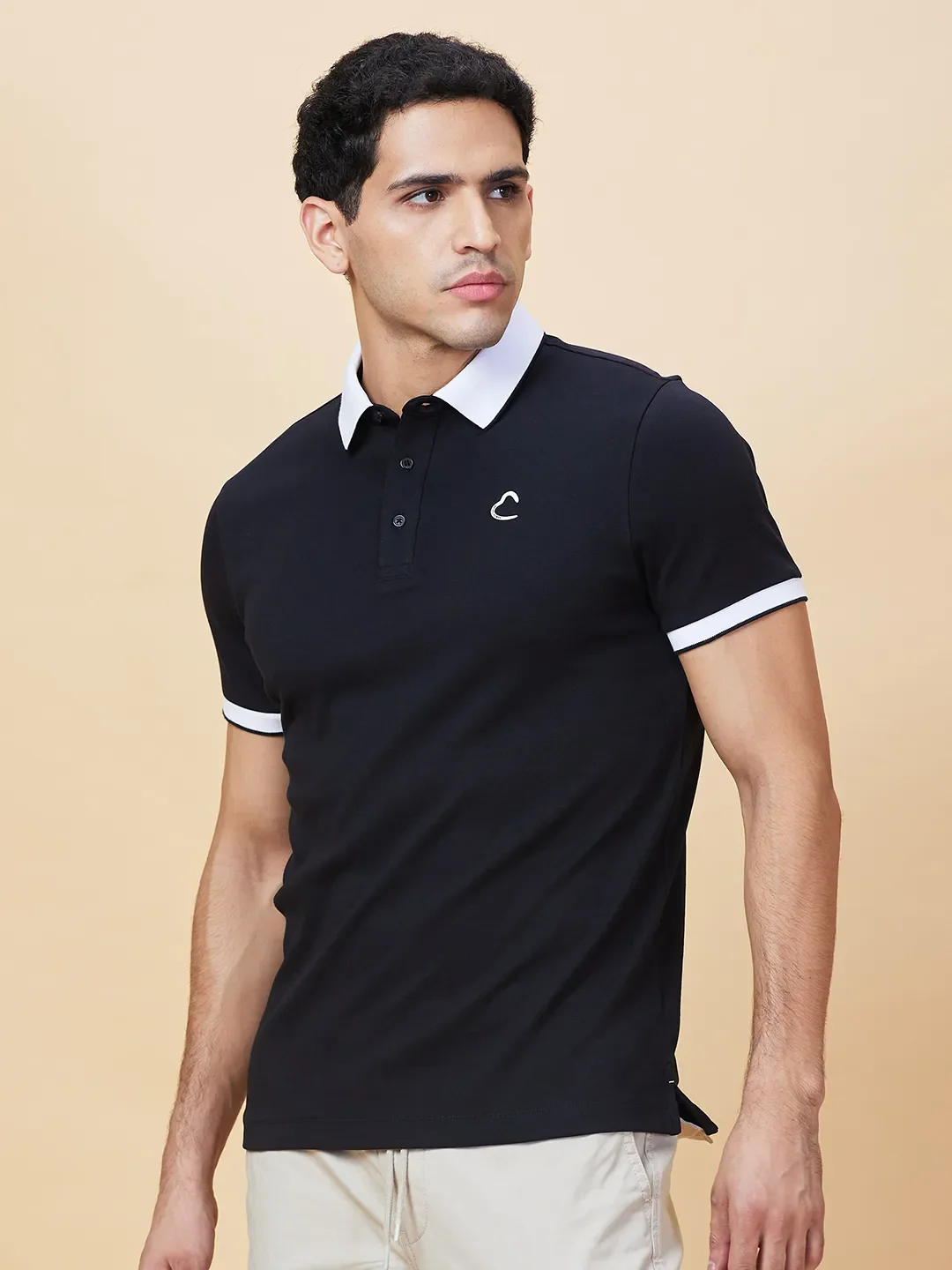 Black Regular Fit Men's Polo T-Shirt by Being Human Clothing - Image 4