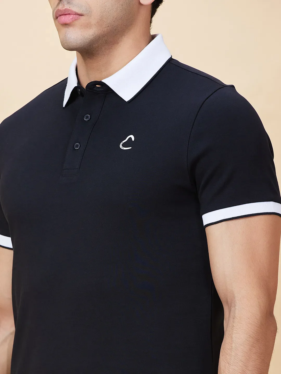 Black Regular Fit Men's Polo T-Shirt by Being Human Clothing - Image 5
