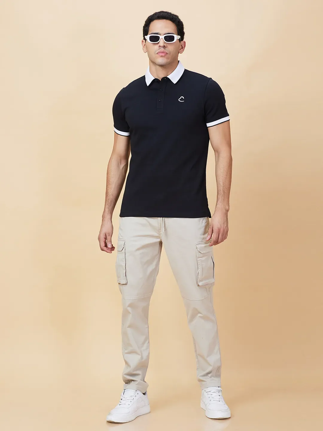 Black Regular Fit Men's Polo T-Shirt by Being Human Clothing - Image 6