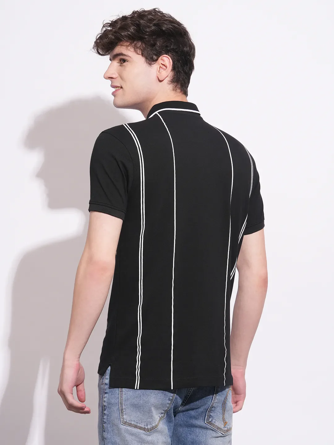 Black Regular Fit Men's Polo T-Shirt by Being Human Clothing - Image 3