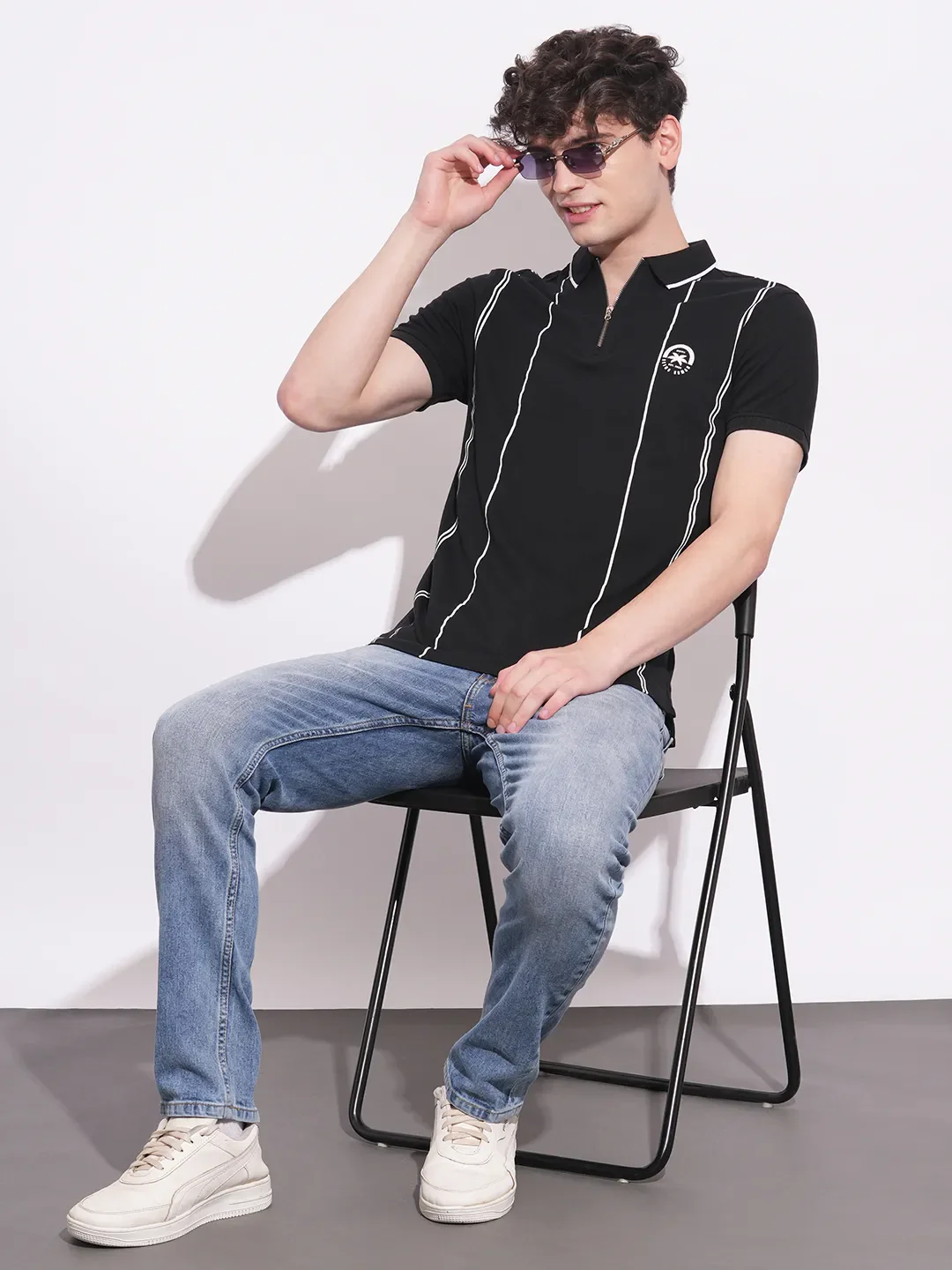 Black Regular Fit Men's Polo T-Shirt by Being Human Clothing - Image 4