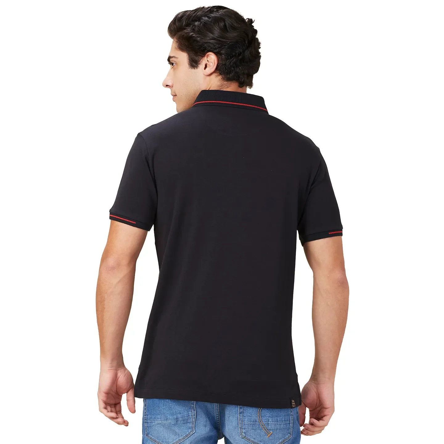 Black Regular Fit Men's Polo T-Shirt by Being Human Clothing - Image 3