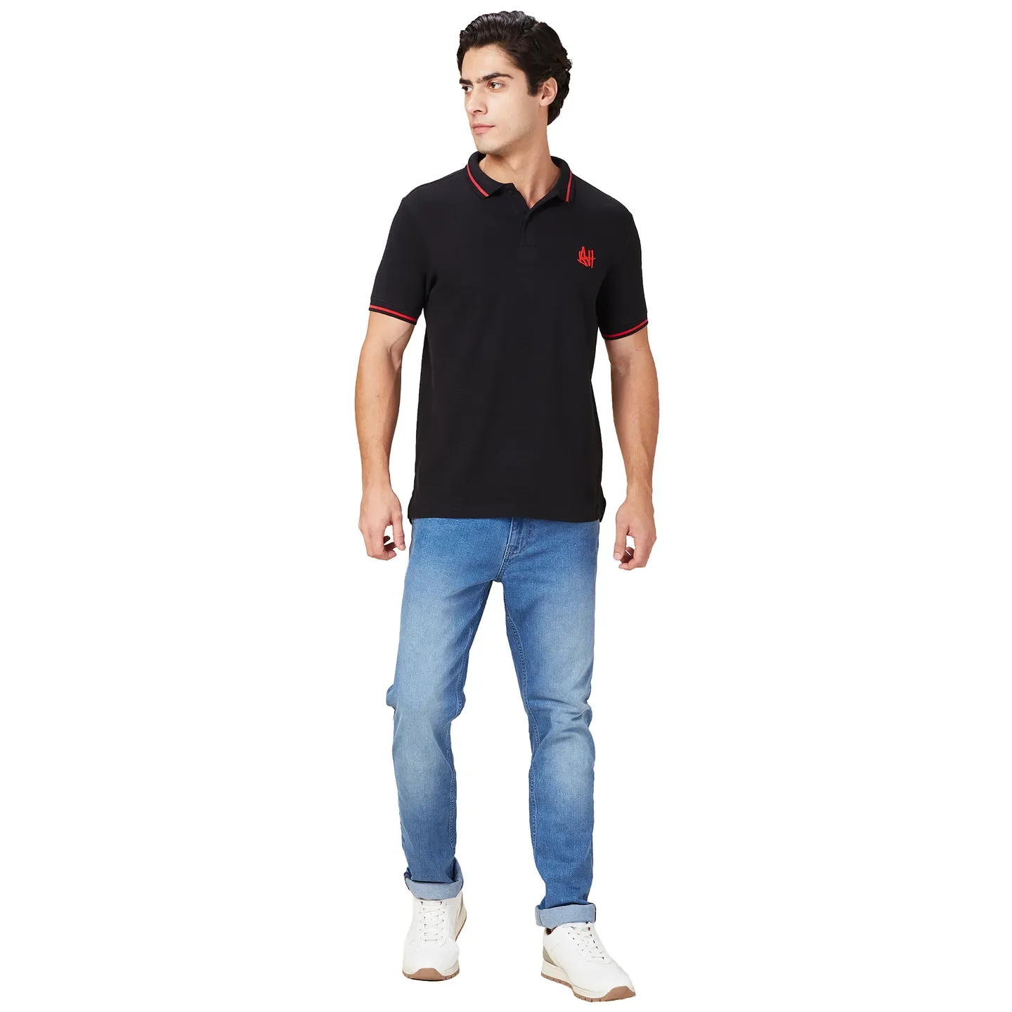 Black Regular Fit Men's Polo T-Shirt by Being Human Clothing - Image 2
