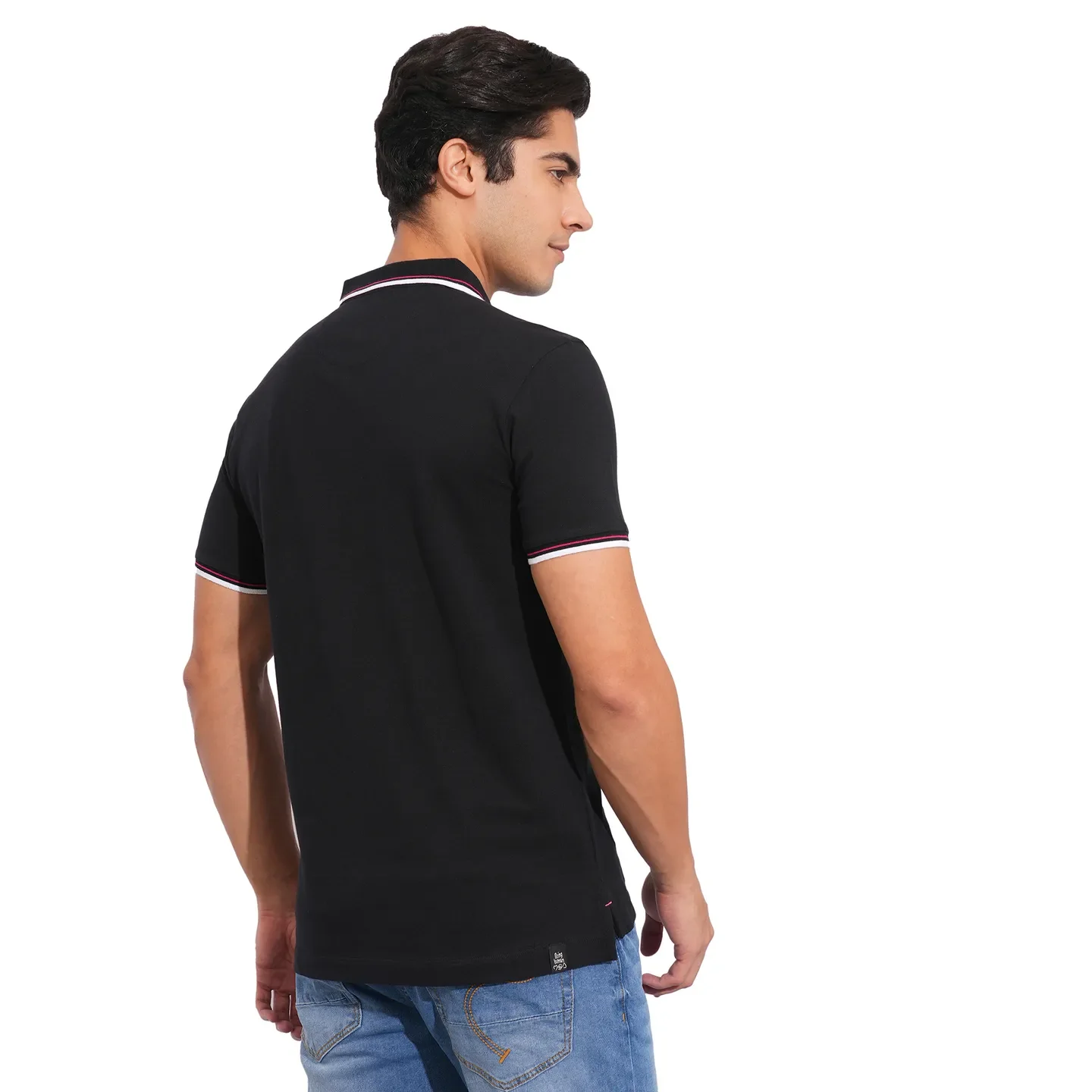 Black Regular Fit Men's Polo T-Shirt by Being Human Clothing - Image 3