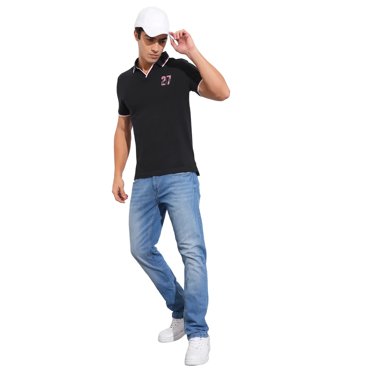 Black Regular Fit Men's Polo T-Shirt by Being Human Clothing - Image 4