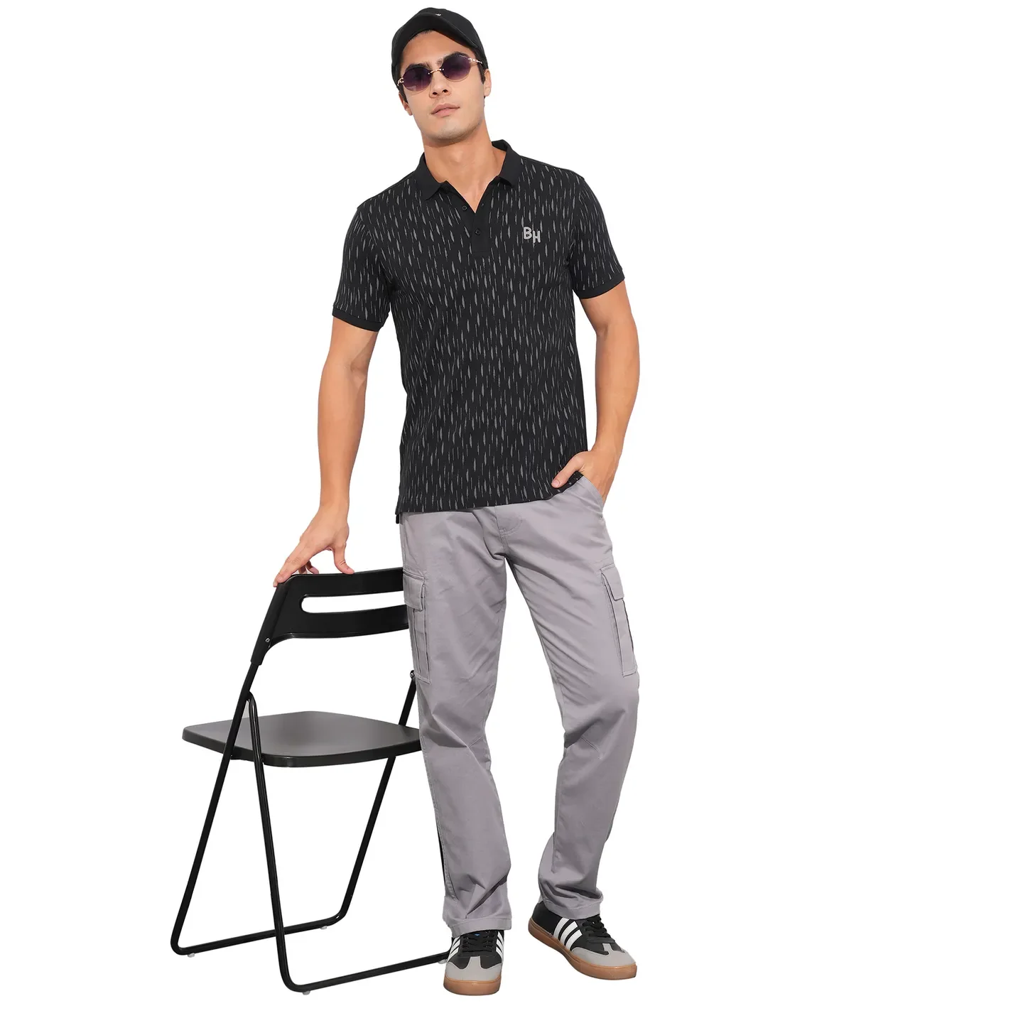 Black Regular Fit Men's Polo T-Shirt by Being Human Clothing - Image 4