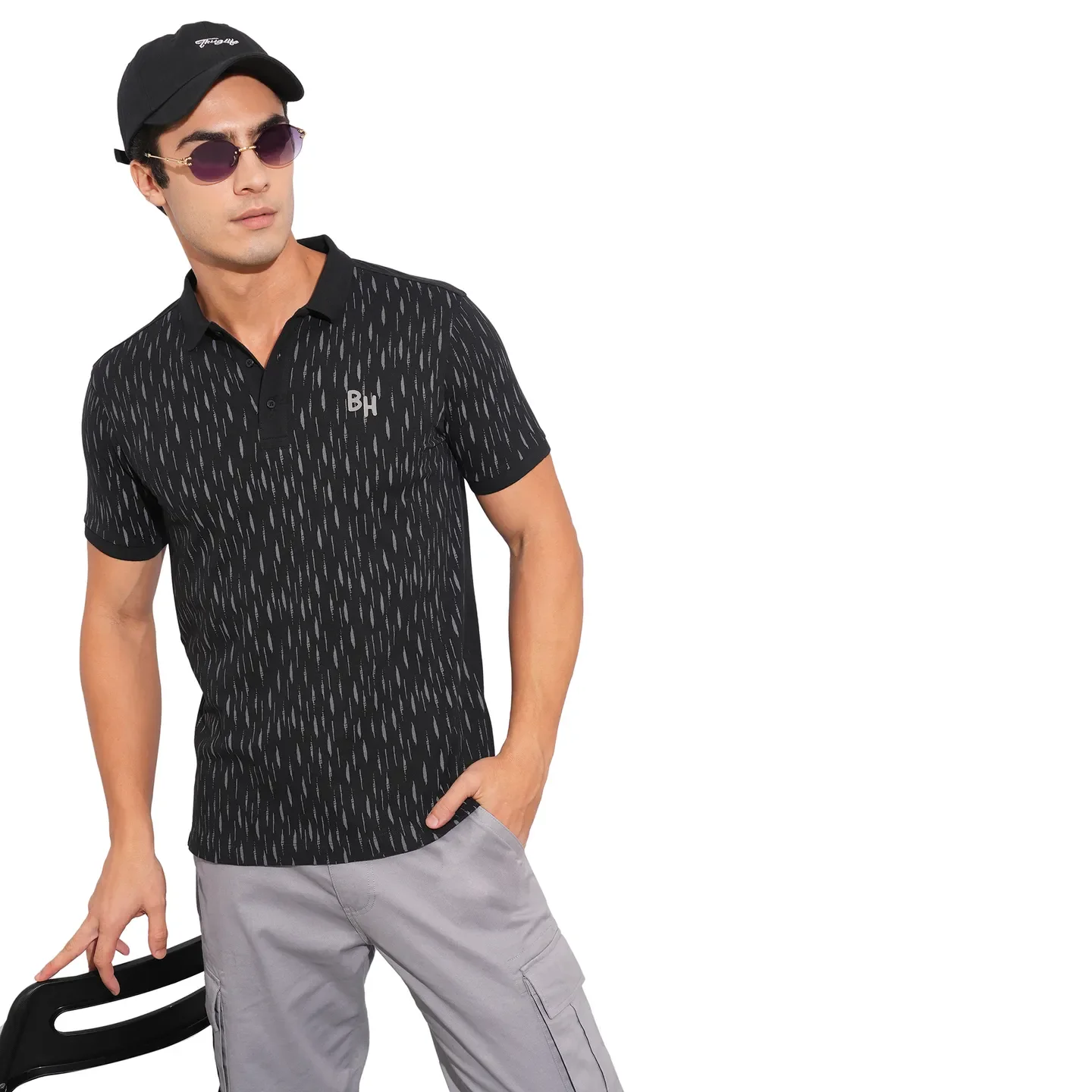 Black Regular Fit Men's Polo T-Shirt by Being Human Clothing - Image 6