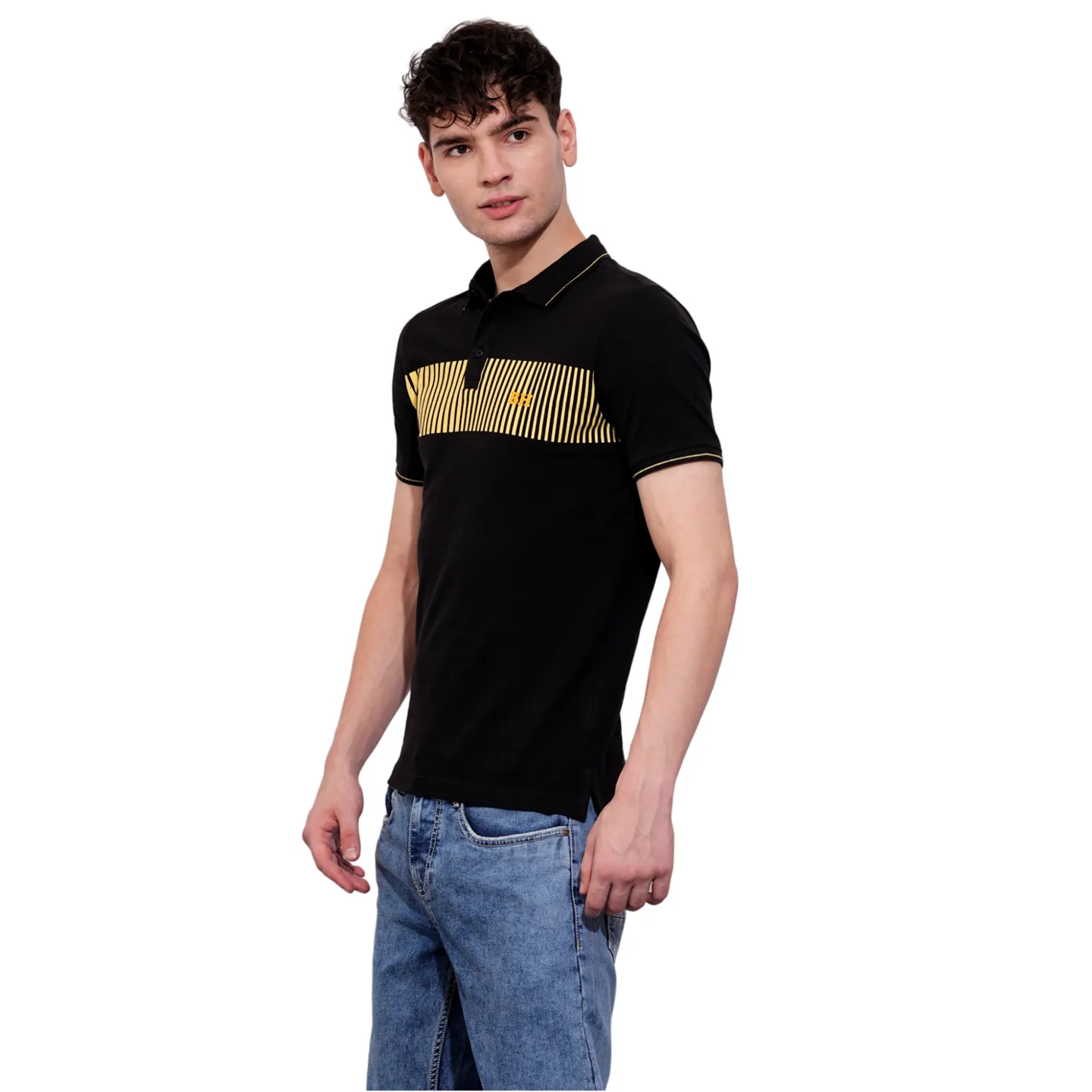 Black Regular Fit Men's Polo T-Shirt by Being Human Clothing - Image 2