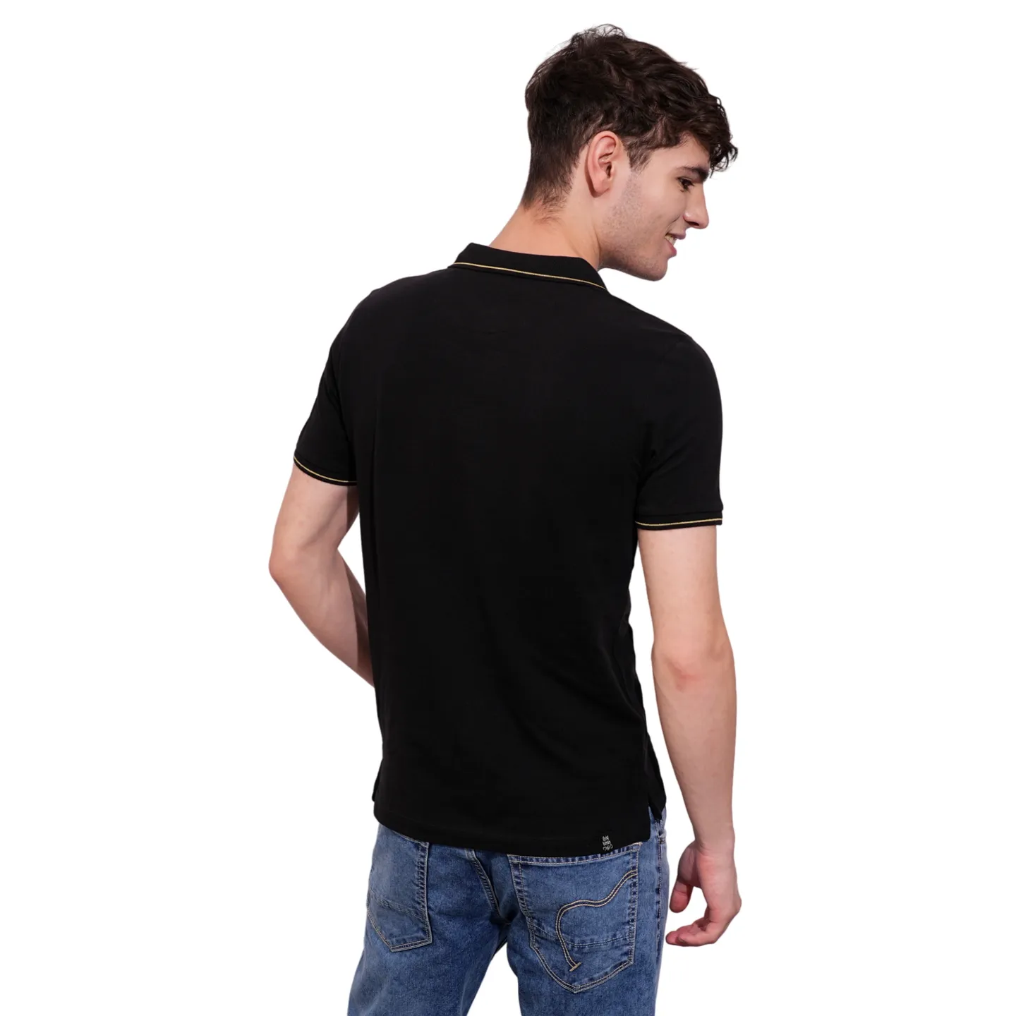 Black Regular Fit Men's Polo T-Shirt by Being Human Clothing - Image 3