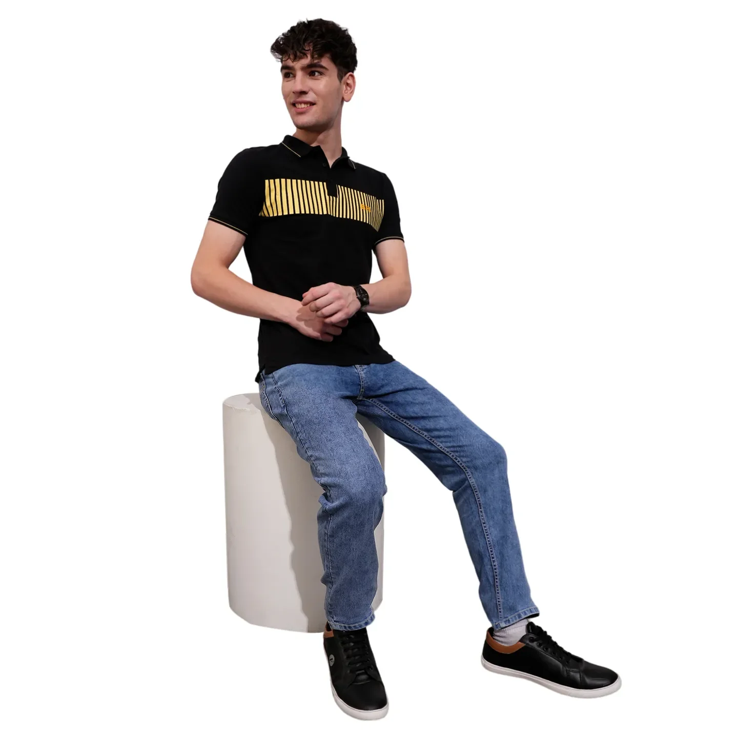 Black Regular Fit Men's Polo T-Shirt by Being Human Clothing - Image 4