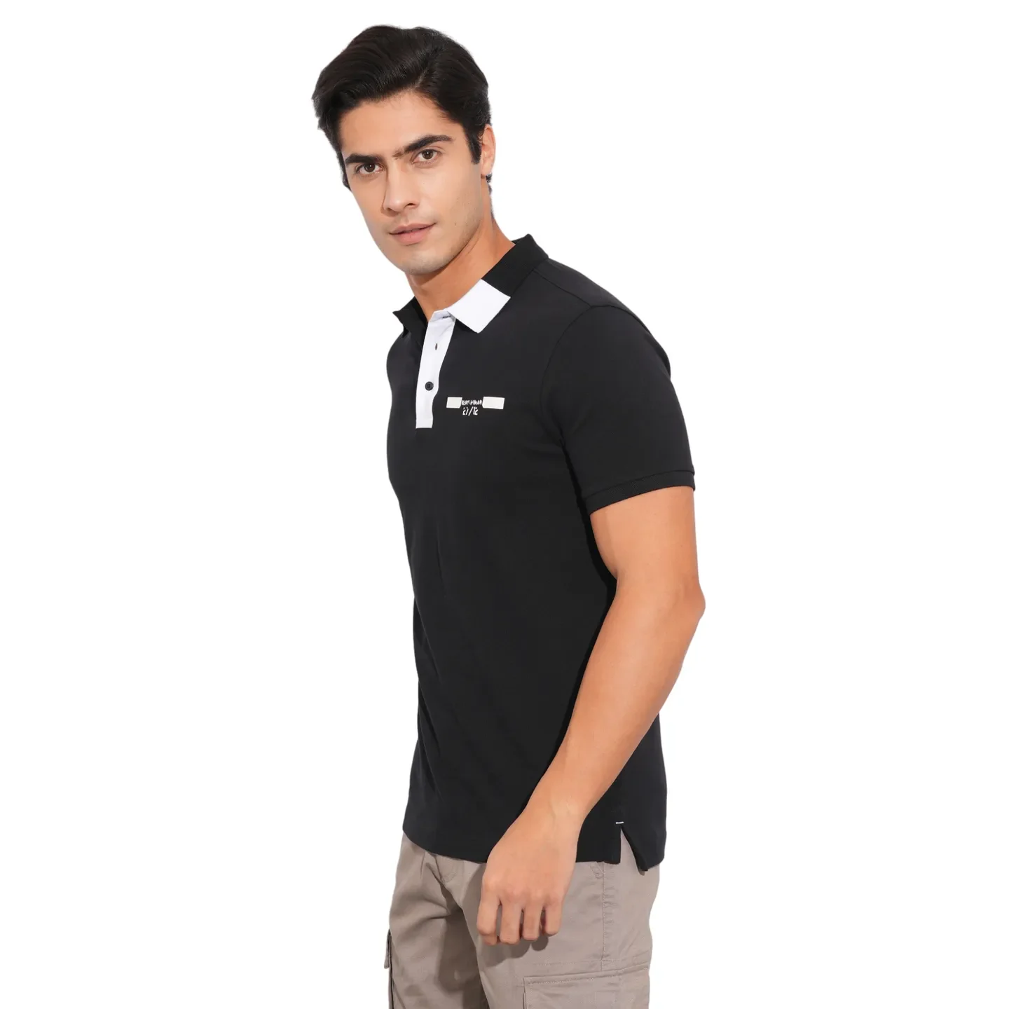 Black Regular Fit Men's Polo T-Shirt by Being Human Clothing - Image 2