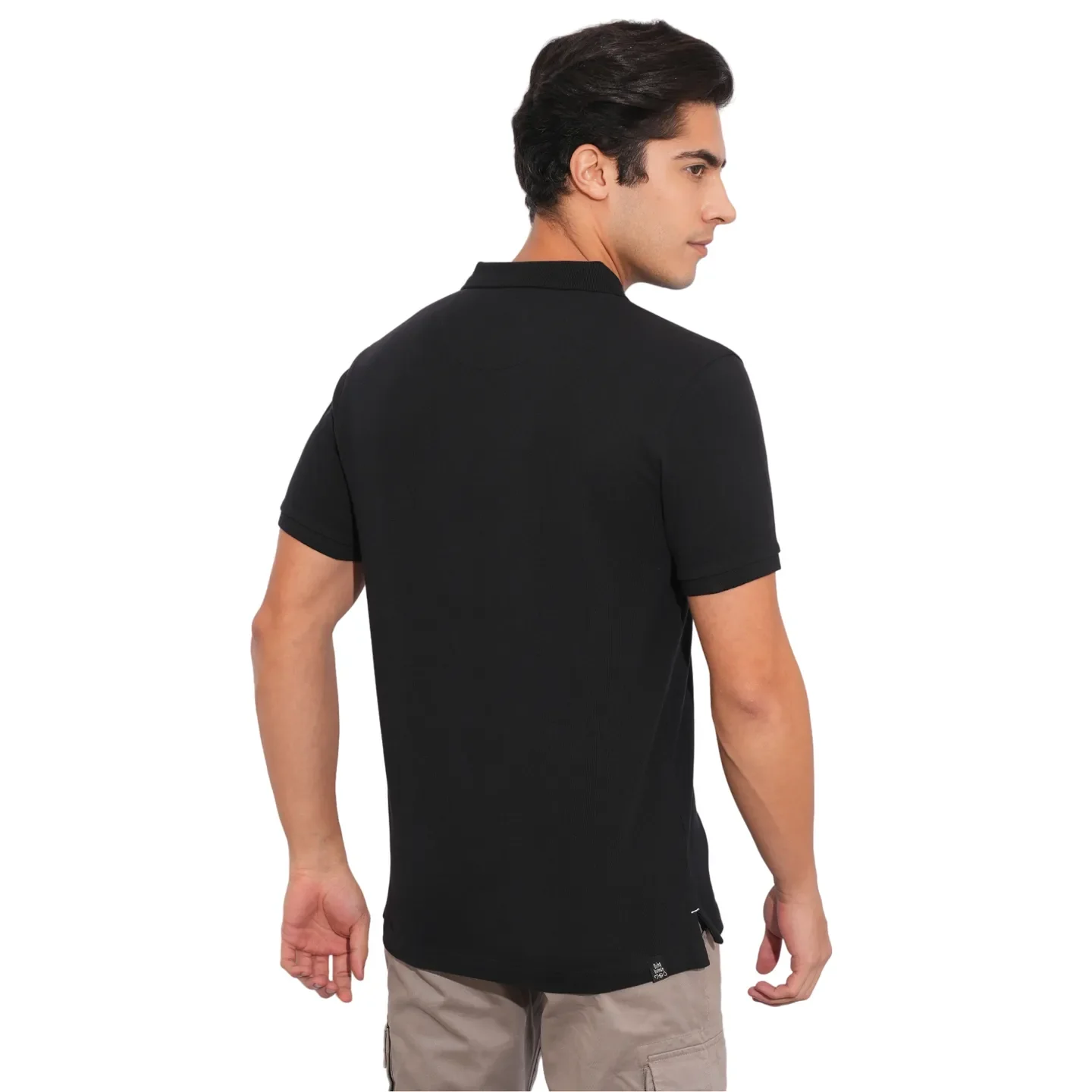 Black Regular Fit Men's Polo T-Shirt by Being Human Clothing - Image 3
