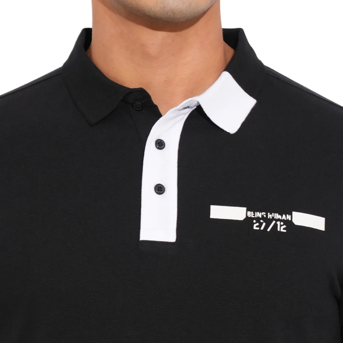 Black Regular Fit Men's Polo T-Shirt by Being Human Clothing - Image 5