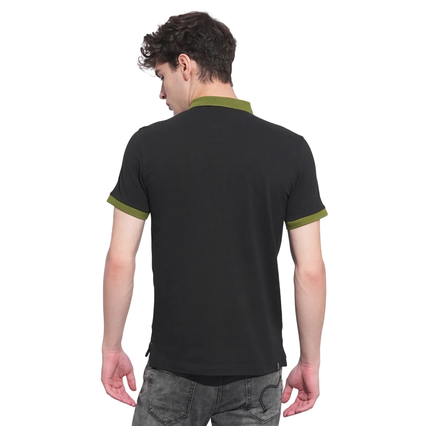 Black Regular Fit Men's Polo T-Shirt by Being Human Clothing - Image 3