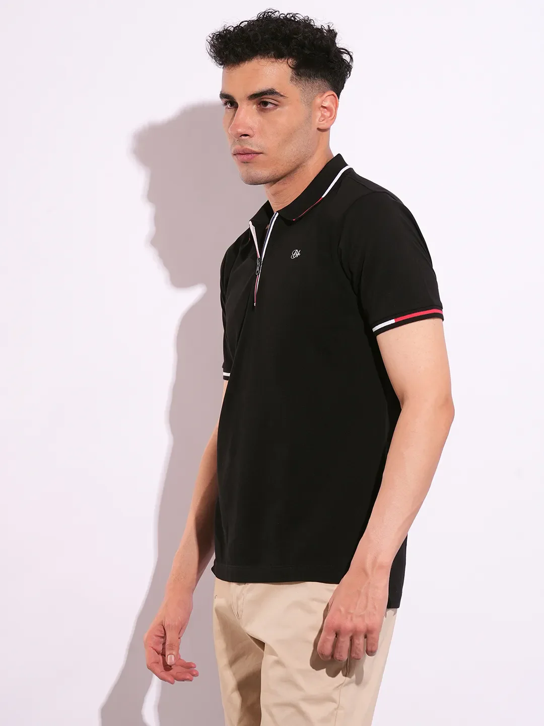 Black Regular Fit Men's Polo T-Shirt by Being Human Clothing - Image 2