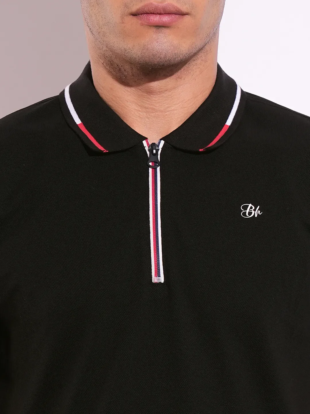 Black Regular Fit Men's Polo T-Shirt by Being Human Clothing - Image 5