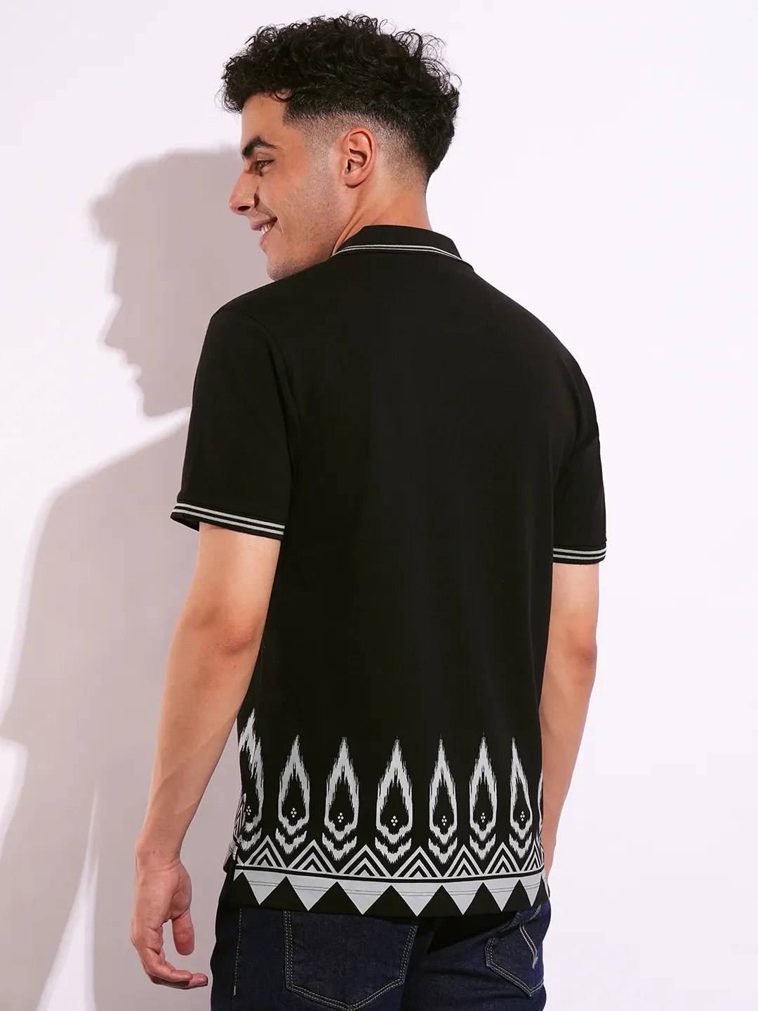 Black Regular Fit Men's Polo T-Shirt by Being Human Clothing - Image 3