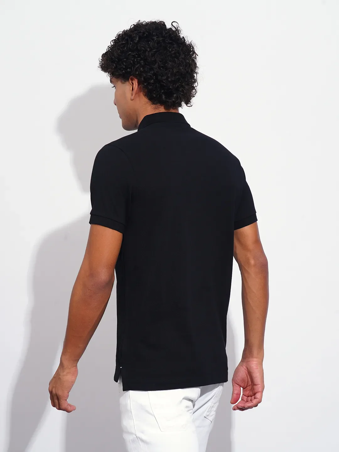 Black Regular Fit Men's Polo T-Shirt by Being Human Clothing - Image 3