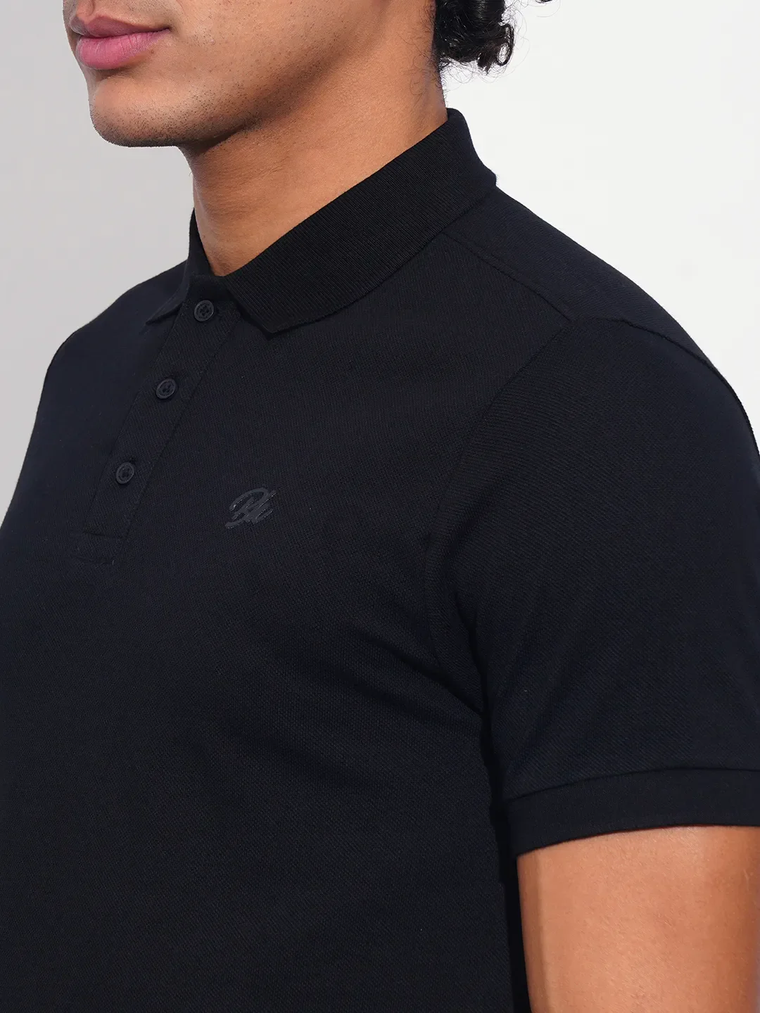 Black Regular Fit Men's Polo T-Shirt by Being Human Clothing - Image 5