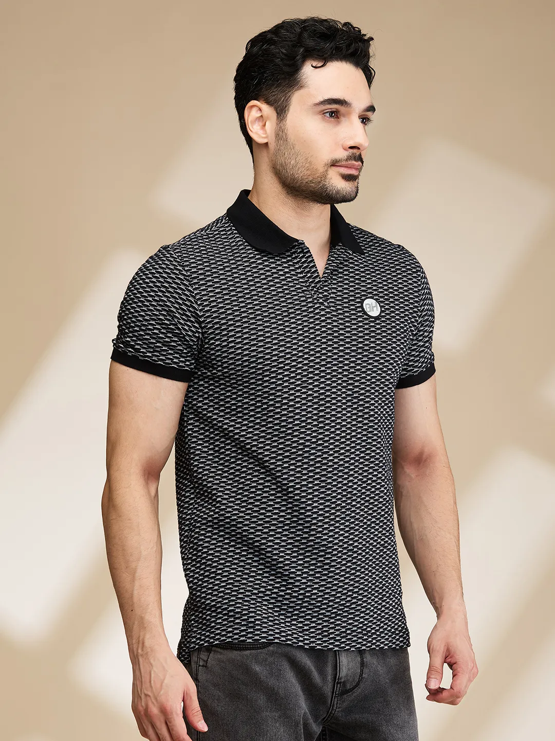 Black Regular Fit Men's Polo T-Shirt by Being Human Clothing - Image 4