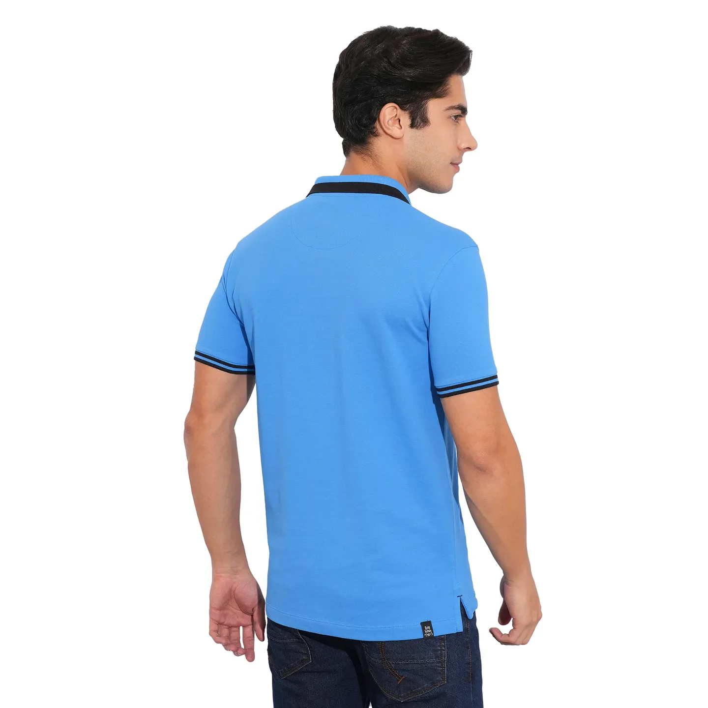 Blue Regular Fit Men's Polo T-Shirt by Being Human Clothing - Image 3