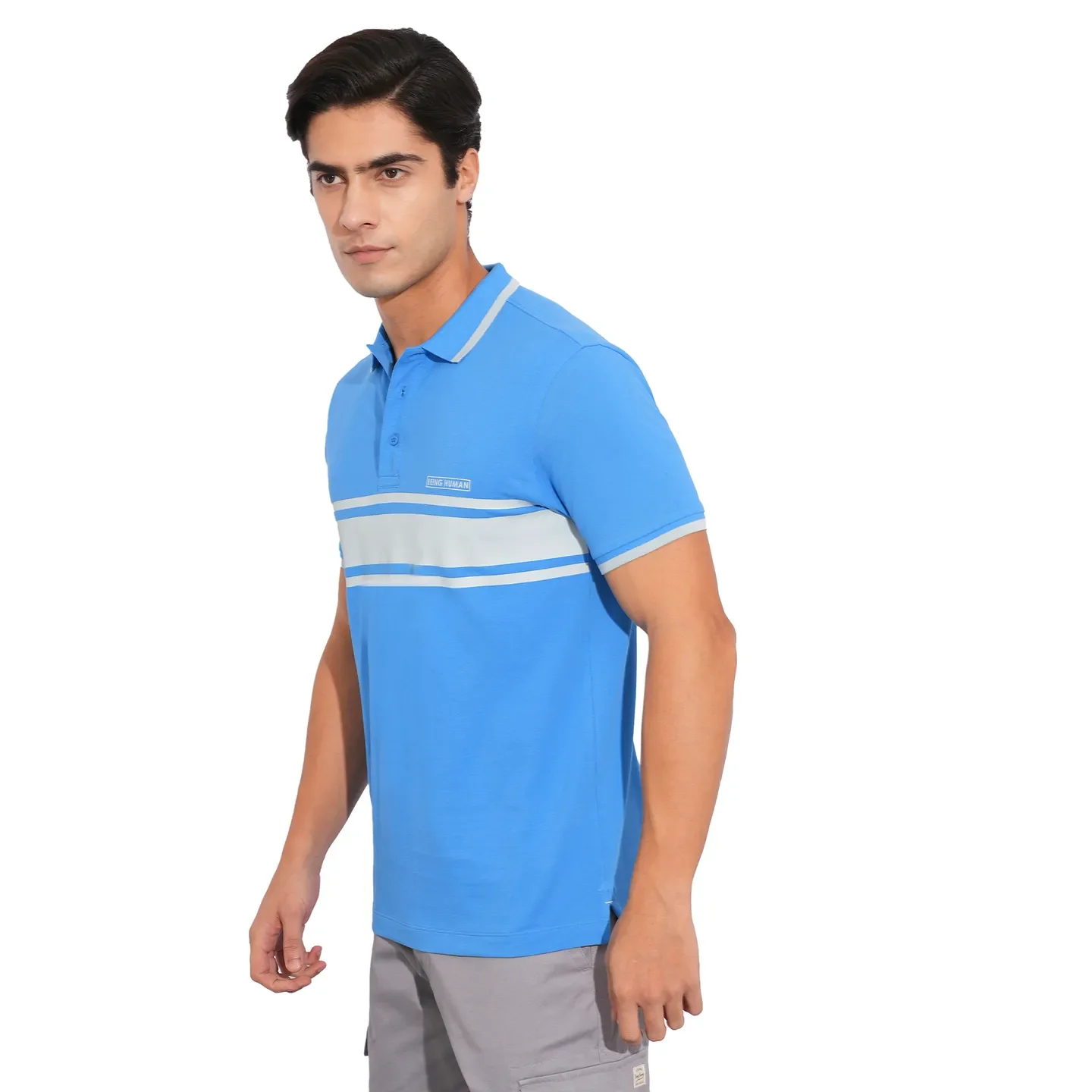 Blue Regular Fit Men's Polo T-Shirt by Being Human Clothing - Image 2