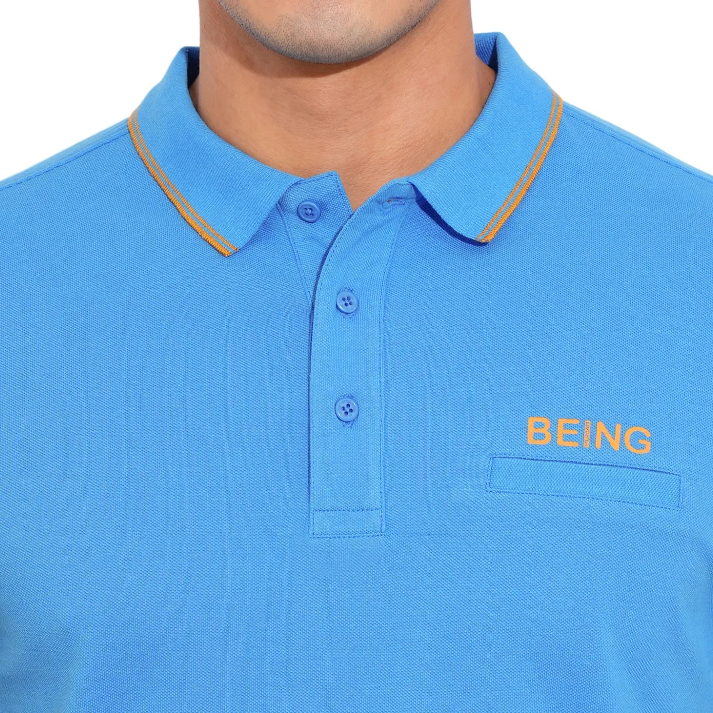 Blue Regular Fit Men's Polo T-Shirt by Being Human Clothing - Image 5