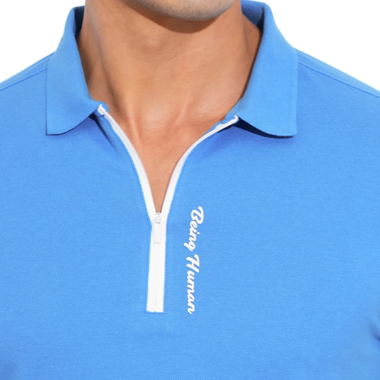 Blue Regular Fit Men's Polo T-Shirt by Being Human Clothing - Image 5