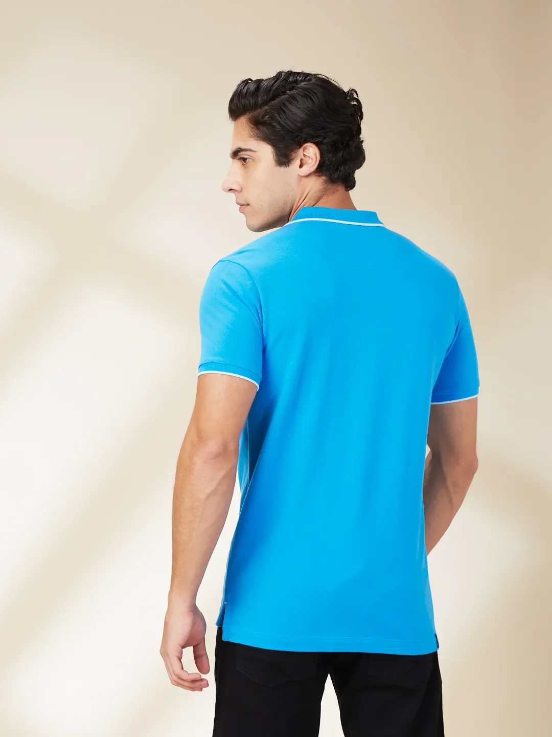 Blue Regular Fit Men's Polo T-Shirt by Being Human Clothing - Image 3