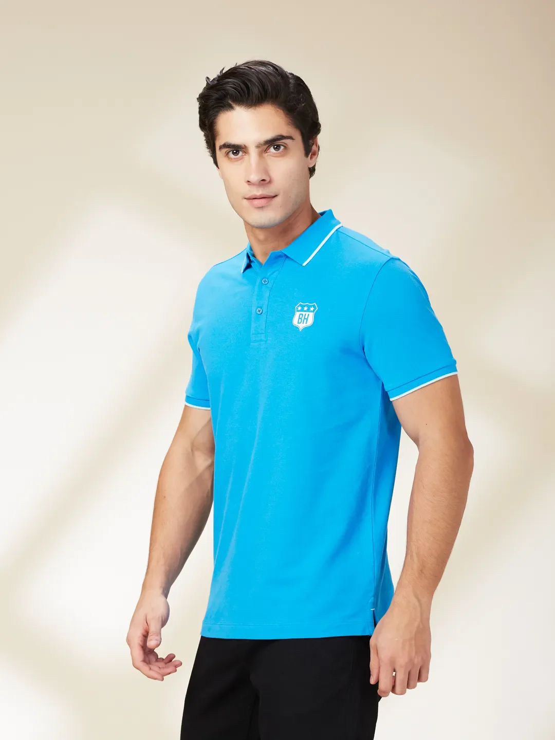 Blue Regular Fit Men's Polo T-Shirt by Being Human Clothing - Image 4
