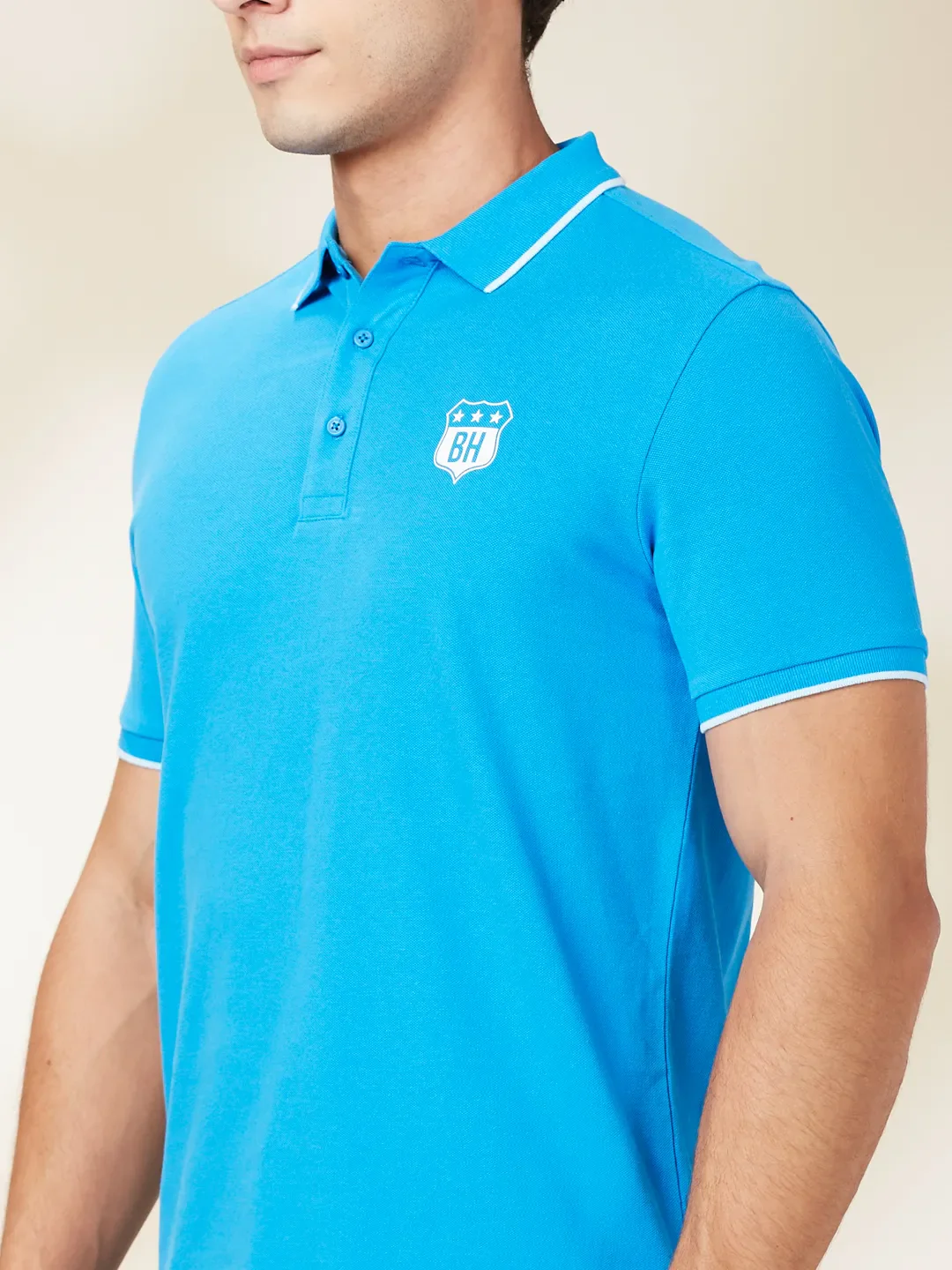 Blue Regular Fit Men's Polo T-Shirt by Being Human Clothing - Image 5