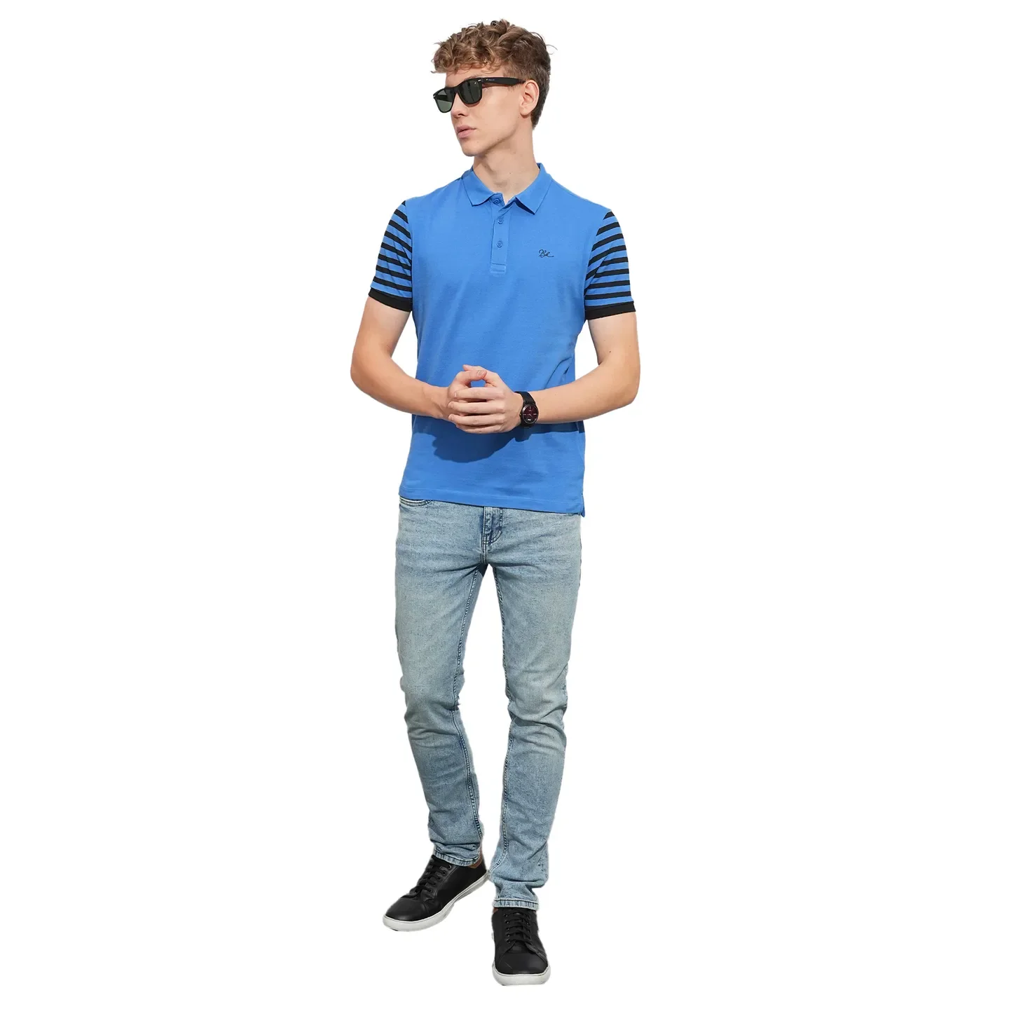 Blue Regular Fit Men's Polo T-Shirt by Being Human Clothing - Image 4