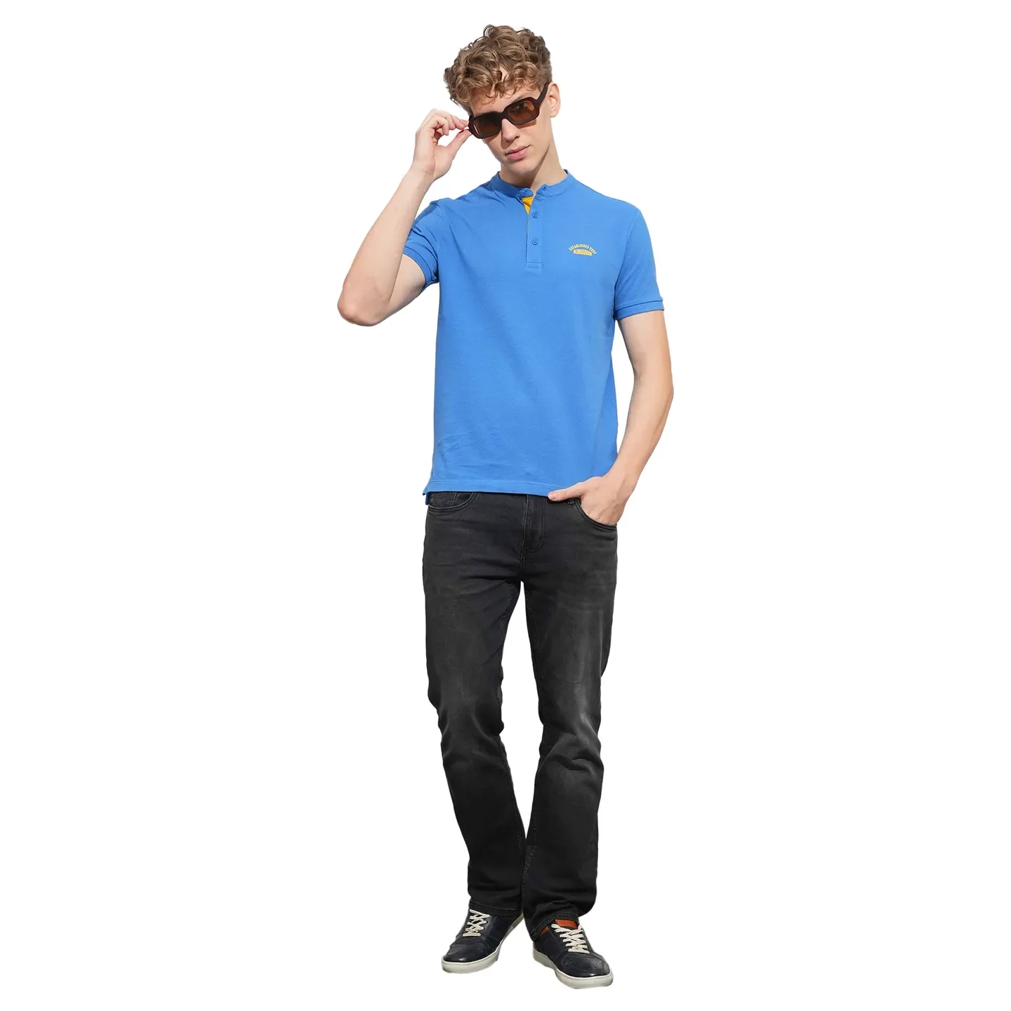 Blue Regular Fit Men's Polo T-Shirt by Being Human Clothing - Image 4