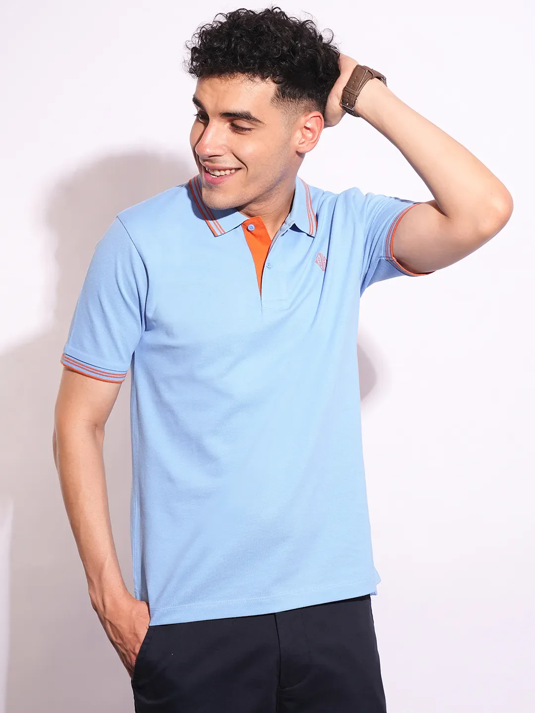 Blue Regular Fit Men's Polo T-Shirt by Being Human Clothing - Image 6