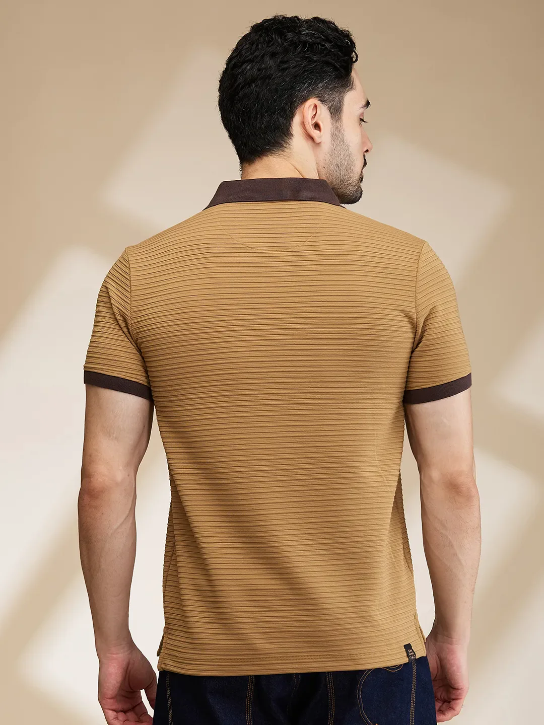 Brown Regular Fit Men's Polo T-Shirt by Being Human Clothing - Image 3