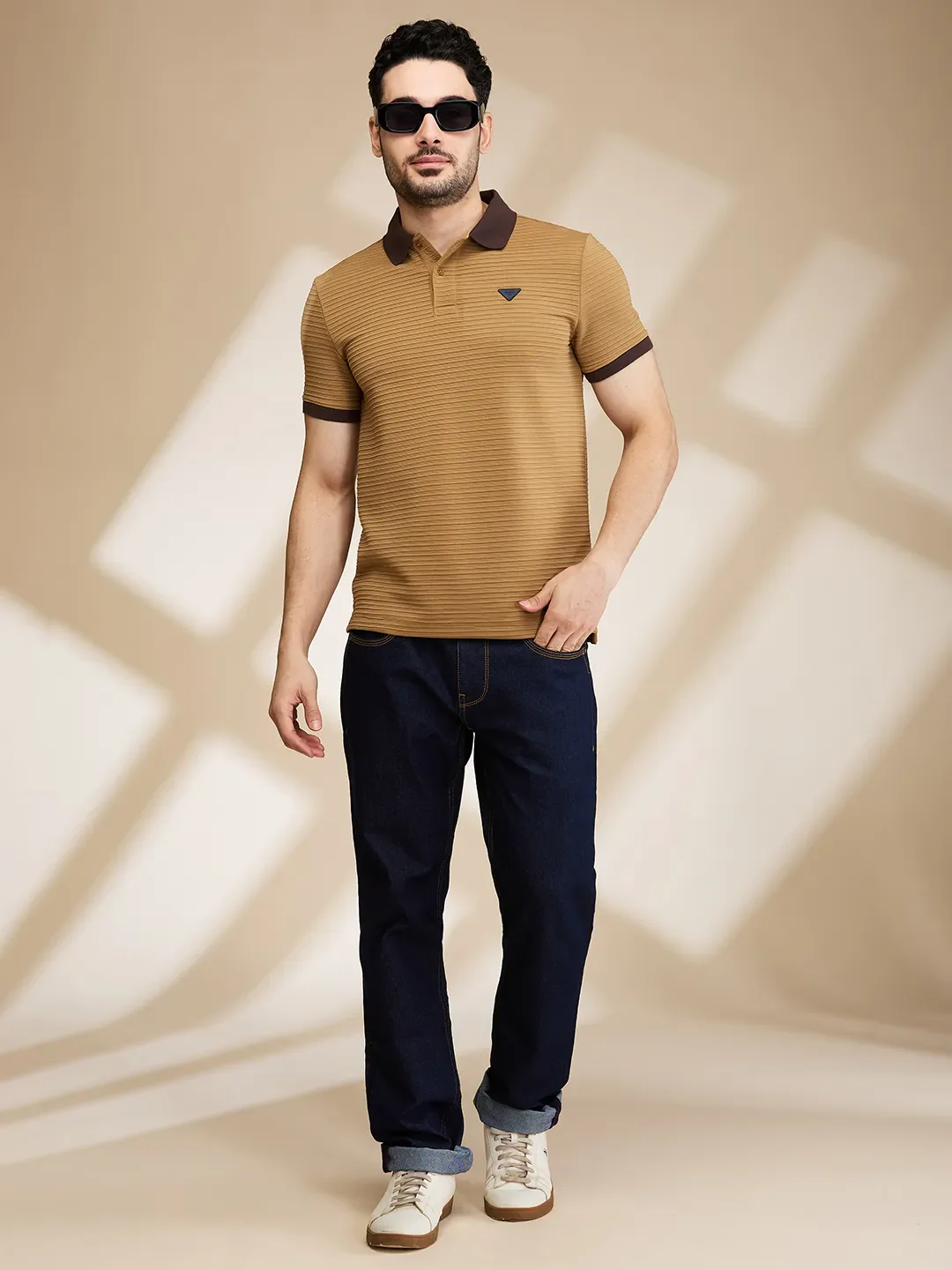 Brown Regular Fit Men's Polo T-Shirt by Being Human Clothing - Image 6