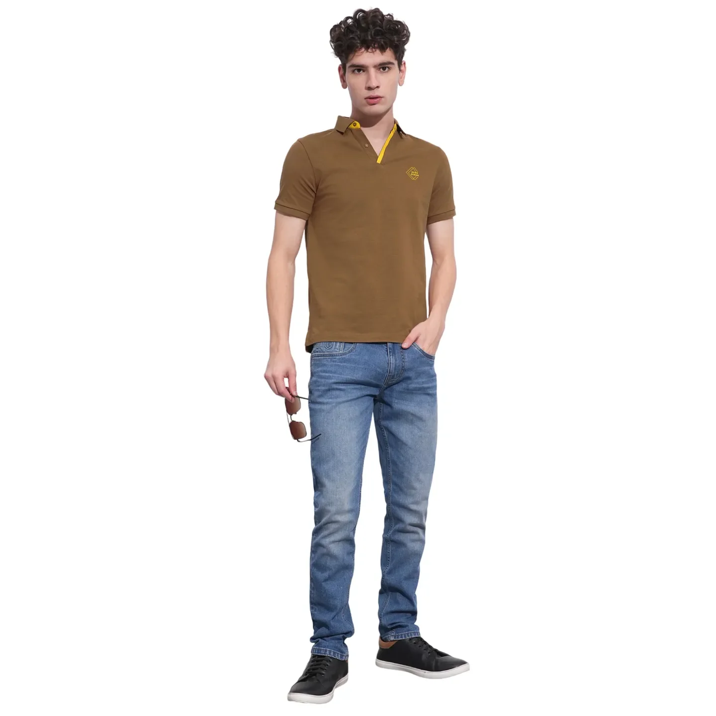 Brown Regular Fit Men's Polo T-Shirt by Being Human Clothing - Image 4