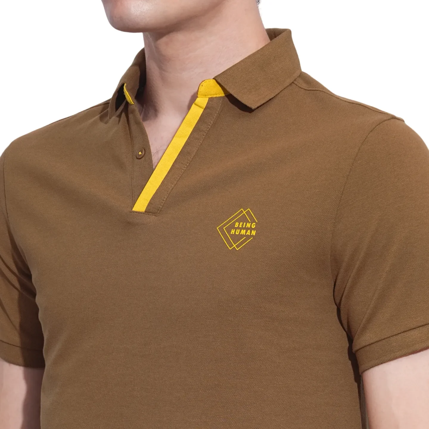 Brown Regular Fit Men's Polo T-Shirt by Being Human Clothing - Image 5