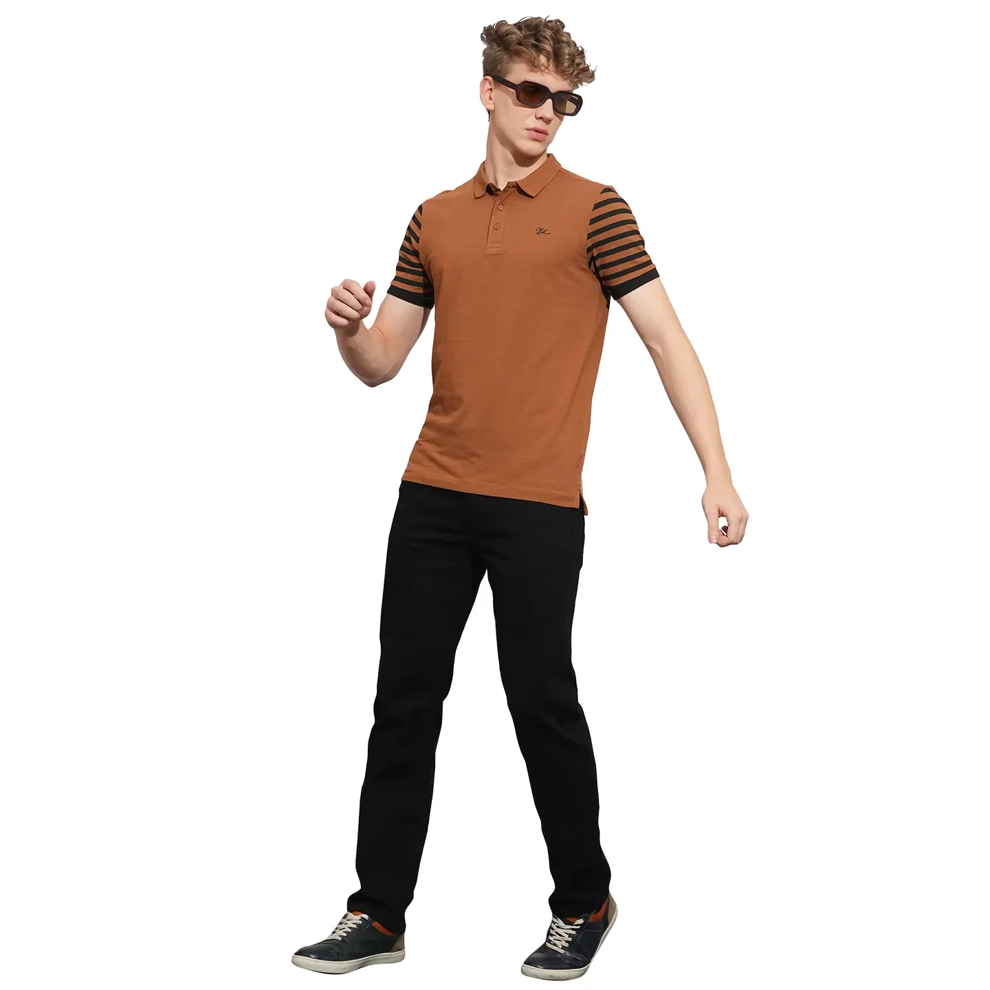 Brown Regular Fit Men's Polo T-Shirt by Being Human Clothing - Image 4