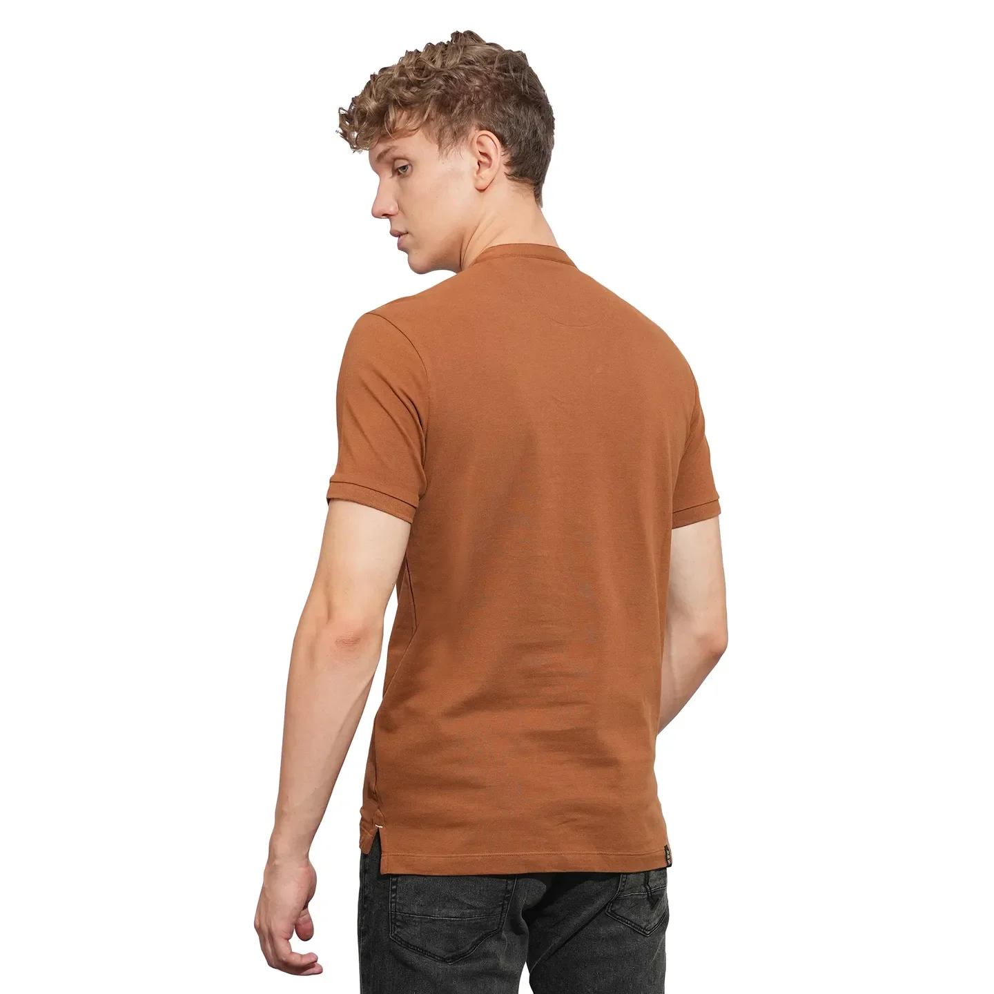 Brown Regular Fit Men's Polo T-Shirt by Being Human Clothing - Image 3