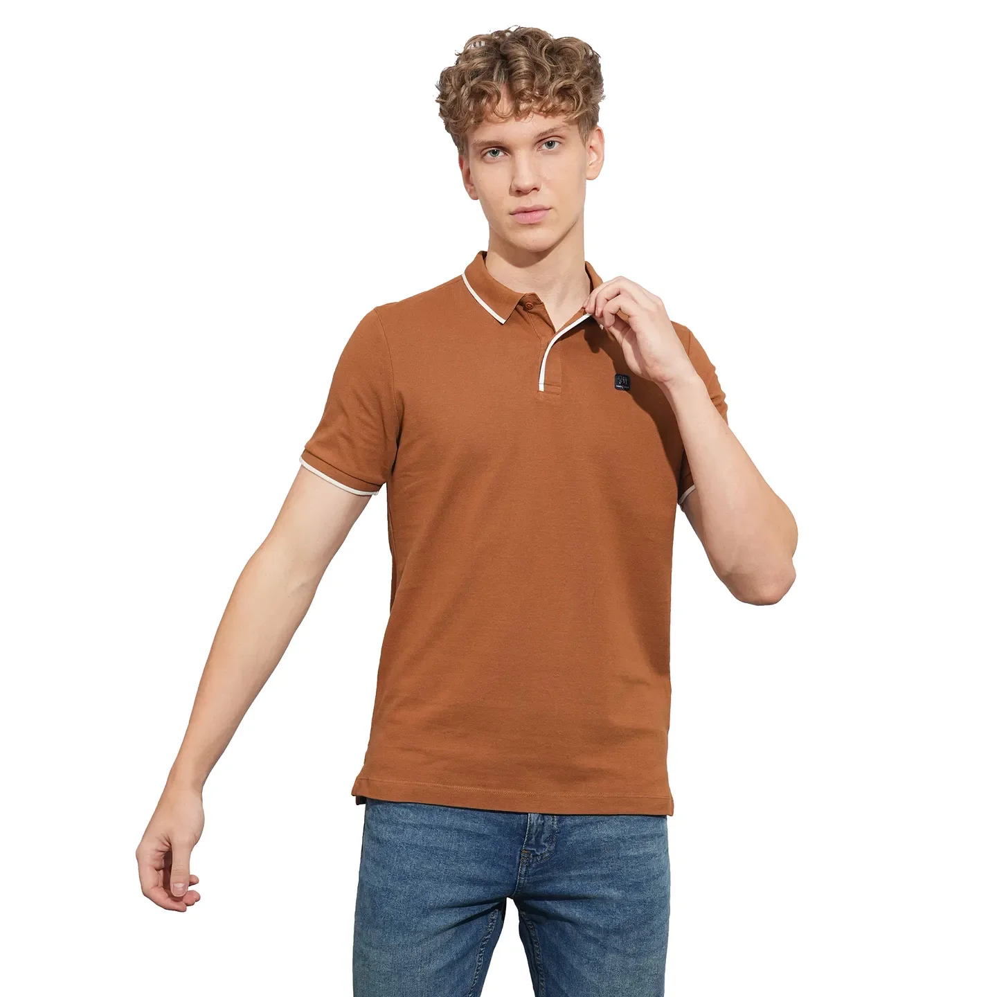 Brown Regular Fit Men's Polo T-Shirt by Being Human Clothing