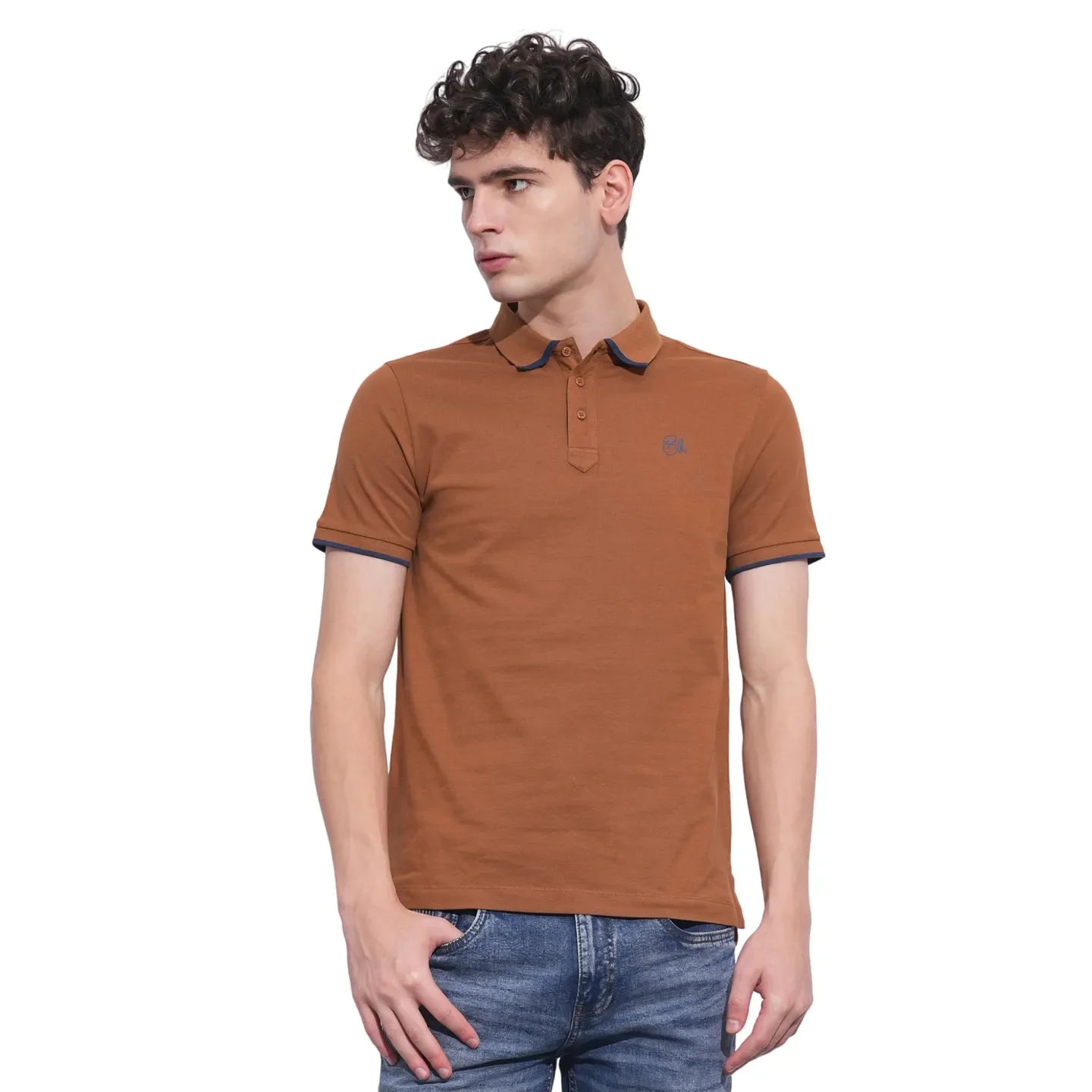 Brown Regular Fit Men's Polo T-Shirt by Being Human Clothing